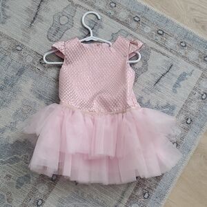 Catherine Malandrino Mini Baby Girls Pink Metallic Tulle Tutu Dress Sz12m